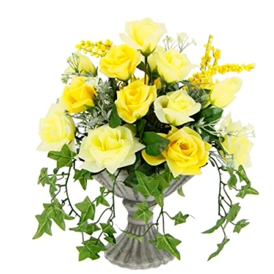 Abbildung von Rosen im Pokal Kunstblumen Blumen Grabschmuck Künstliche Kunstrosen Blumenstrauß Deko Rosenköpfe Plastikrosen Rose Seidenblumen Dekoblumen künstlich, rosa