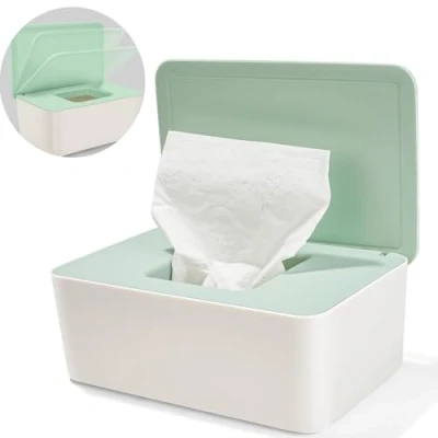 Abbildung von Feuchttücher Box, Nachfüllbare Feuchtes Box Toilettenpapier mit Deckel, Aufbewahrungsbox Spender für Zuhause und Büro, Grün
