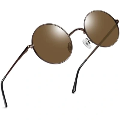 Abbildung von Joopin Retro Runde Sonnenbrille Herren Polarisiert Vintage Damen Rund Braun Hippie Steampunk mit Metallrahmen (Kupfer Braun)