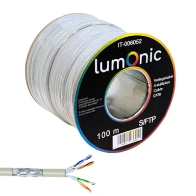 Abbildung von Lumonic 100m Netzwerkkabel CAT 6 S/FTP PIMF I Cat6 Kabel, Gigabit Lan Ethernet Kabel Flexibles Verglegekabel geschirmt, für den Innenbereich