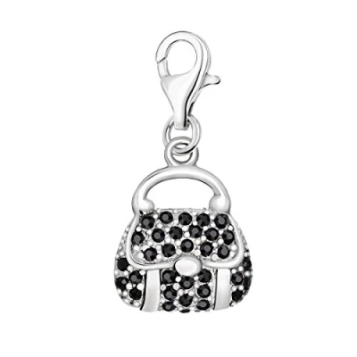 Abbildung von Quiges Charms Anhänger Handtasche Schwarz Zirkonia Versilbert Damen Schmuck für Bettelarmband