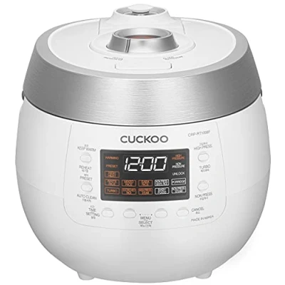 Abbildung von CUCKOO CRP RT1008F Digitaler Dampfdruck Reiskocher TWIN PRESSURE 1150 Watt 1,8 Liter 10 Tassen, Weiß