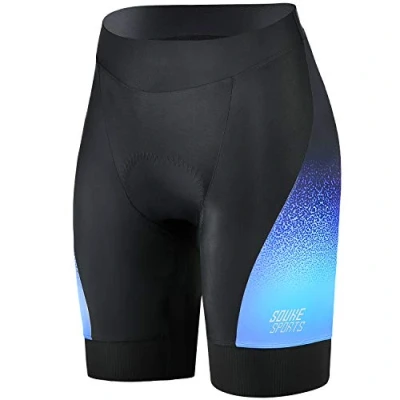 Abbildung von Souke Sports Radlerhose Damen Fahrradhose Gepolstert Schnelltrockende Fahrradunterhose Elastische Radhose Kurz mit Atmungsaktive 4D Gel Sitzpolster