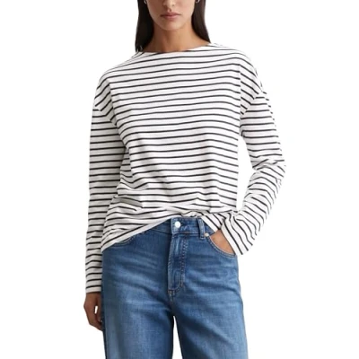 Abbildung von Marc O&#039;Polo Denim BOAT NECK Relaxed Langarmshirt, Damen, Größe: Medium, Off white