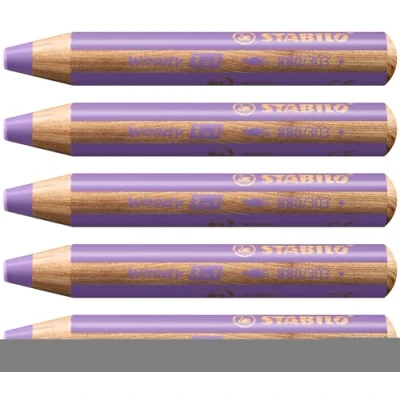 Abbildung von Buntstift, Wasserfarbe &amp; Wachsmalkreide STABILO woody 3 in 1 5er Pack pastelllila