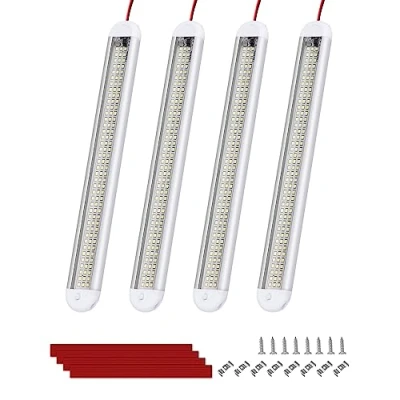 Abbildung von Bonlux 120 LED Auto Innenbeleuchtung, 4 Stück 12V Leiste Innenlichtleiste mit Schalter für Wohnmobil Van Bus Caravan Boat Küche Bad Bar LKW, 6500 K, 1800 Lm, Ultrahell