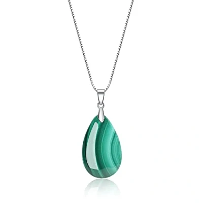Abbildung von COAI Geschenkideen Damen 925 Sterling Silber Halskette mit Träne der Engel Wassertropfen Anhänger aus Malachit