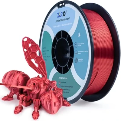 Abbildung von ZIRO Seide PLA 1.75mm Filament, 3D Drucker Filament der Serie 1kg, Durchmessertoleranz bei +/ 0.03mm, Rot