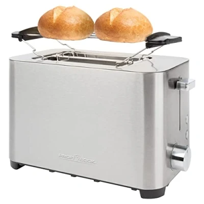 Abbildung von ProfiCook® Toaster 2 Scheiben Edelstahlgehäuse Wide Slot Brötchenaufsatz (abnehmbar) Stufenlos einstellbarer Bräunungsgrad Krümelschublade Kabelaufwicklung PC TA 1251