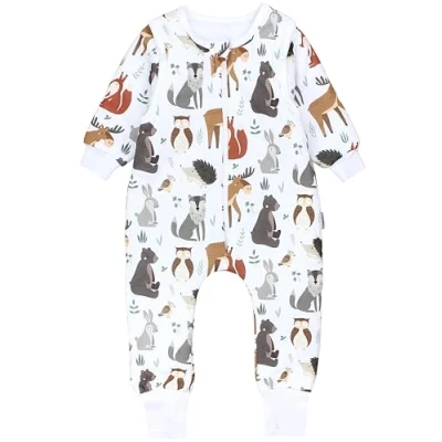 Abbildung von TupTam Baby Schlafsack mit Füßen und Ärmel OEKO TEX zertifizierte Materialien Winterschlafsack, Farbe: Waldtiere Norwegen Elch Bär Fuchs, Größe: 104 110