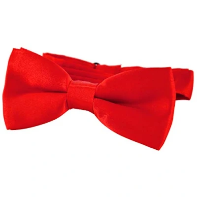 Abbildung von DonDon Edle Kinder Fliege gebunden und längenverstellbar 9 x 4,5 cm rot glänzend in Seiden Look