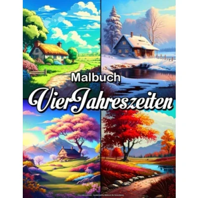 Abbildung von Vier Jahreszeiten landschaften Malbuch für Erwachsene: Entspannung und Stressabbau Frühlings, Sommer, Herbst Winter Malbuch.