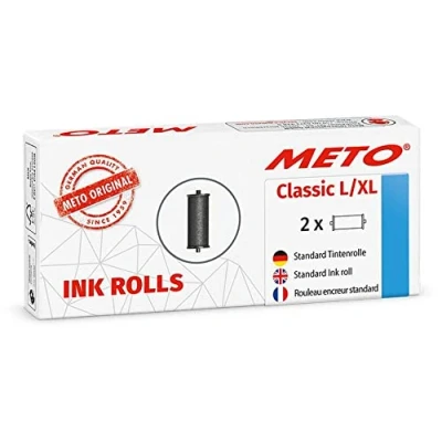 Abbildung von Meto Farbrollen für Classic L/XL Profi Handauszeichner schwarz (für 32x19 mm &amp; 29x28 Etiketten) 2 Stück