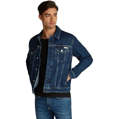 Abbildung von Calvin Klein Jeans SLIM Jacket Jeansjacke, Herren, Größe: Small, Denim dark