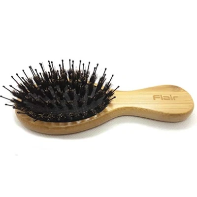 Abbildung von Flair Haarbürste mit Bambus Wildschweinborsten, weiche Nylon Mischung, zum Entwirren von Haaren (Mini)