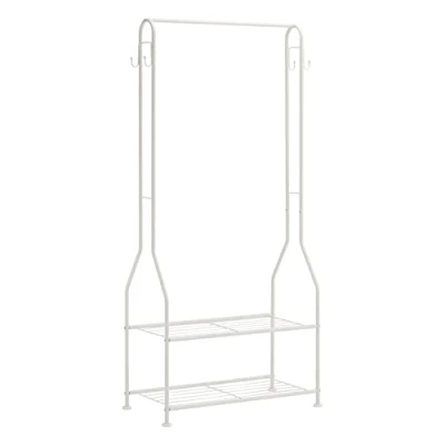 Abbildung von Amazon Basics Kleiderschrank mit zwei Regalfächern, weiß, 75 x 36.5 150 cm (L B H)