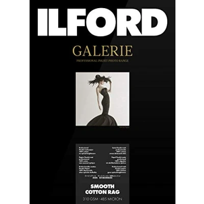Abbildung von ILFORD GALERIE Smooth Cotton Rag, 310GSM, GPSC, A4, 25 Blatt, Inkjetpapier, Tintenstrahldruckerpapier, Fotopapier