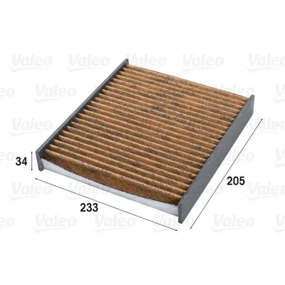 Abbildung von VALEO 701011 Innenraumfilter Aktivkohlefilter mit Polyphenol, fungizider Wirkung, antiallergischer Wirkung 235 209 34 CLIMFILTER SUPREME