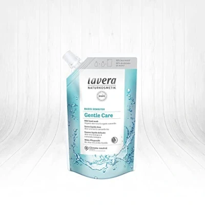 Abbildung von lavera Basis Sensitiv Gentle Care Nachfüllbeutel für die Handwäsche, Flüssigseife mit Bio Aloe Vera und Kamille, milde Reinigung, geeignet empfindliche trockene Haut, pH neutral,