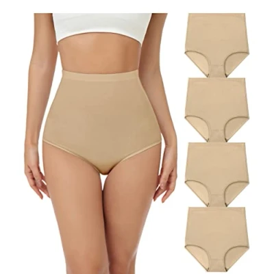 Abbildung von wirarpa Unterhosen Damen Baumwolle Unterwäsche Super Hohe Taille Frauen Slips Hautfarbe 4er Pack Größe 3XL