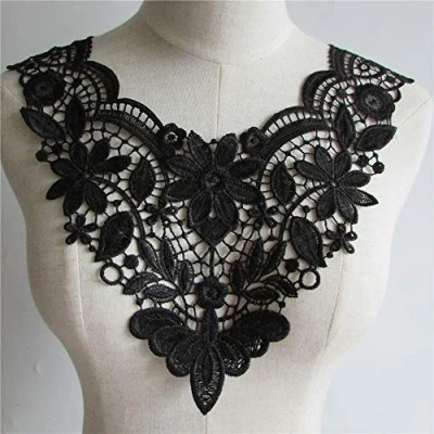 Abbildung von Yulakes Stickerei Ausschnitt Spitze Kragen Spitzenkragen Einsatzkragen Verzieren Applique Patch Lace Trim für Kleid DIY Handarbeit