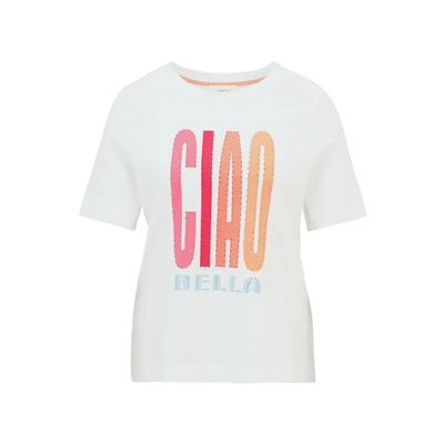 Abbildung von Cartoon MIT Rundhalsausschnitt Tshirt print, Damen, Größe: 38, Patch cream pink