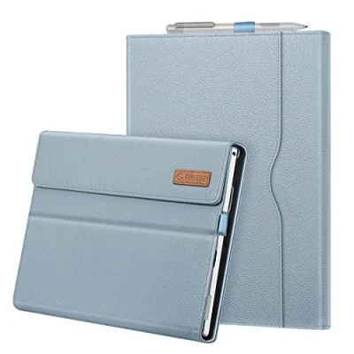 Abbildung von Fintie Hülle für Microsoft Surface Pro 7+ / 7 6 5 4 3 Multi Sichtwinkel Kunstleder Tasche Schutzhülle mit Dokumentschlitze, Type Cover kompatibel, Eisblau