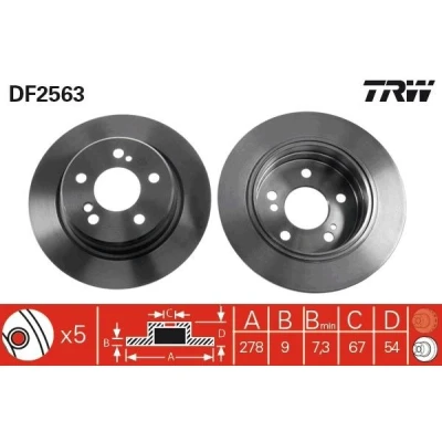 Abbildung von TRW DF2563 Bremsscheibe 278 9 5 112 voll lackiert MERCEDES BENZ: E Class Saloon, W124 T modell