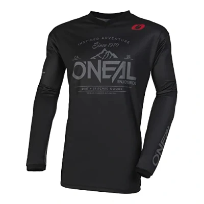 Abbildung von O&#039;NEAL Motocross Trikot Enduro MX Atmungsaktives Material, gepolsterter Ellenbogenschutz, Passform für maximale Bewegungsfreiheit Element Jersey Dirt V.23 Erwachsene Schwarz Grau L