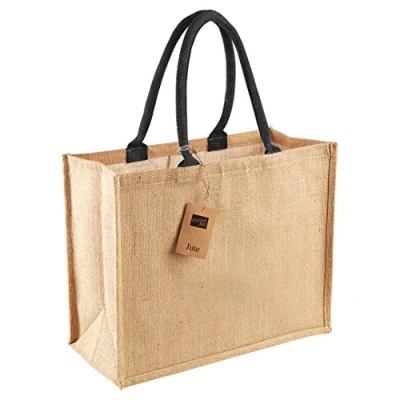 Abbildung von Westford Mill Wm407 Jute Classic Shopper Bag, Schwarz, Einheitsgröße