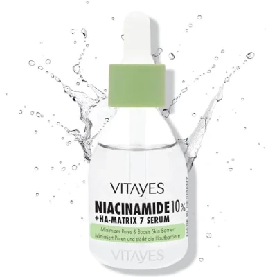 Abbildung von Vitayes 10% Niacinamide &amp; Hyaluronsäure Serum Porenverfeinerung, Stärkung der Hautbarriere, Feuchtigkeitsspendend, Anti Aging Dermatologisch getestet