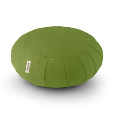 Abbildung von basaho Classic Zafu Meditationskissen Yogakissen Bio Baumwolle Buchweizenschalen Abnehmbarer und waschbarer Bezug (Blattgrün)