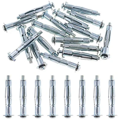 Abbildung von M4 x 38 Hohlraum Metalldubel Metall Hohlraumdübel (Packung mit 10 Stuck) Dubel Schraube zum Befestigen von Gipskarton, Bildern, Rigips, Gardinenschienen in Plattenbaustoffen (38mm) M4x38