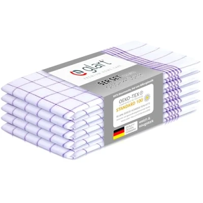 Abbildung von Glart 48KV1 5er Set Geschirrtücher Küchentücher Geschirrhandtücher Küchenhandtücher, 50x70 cm, 100 Prozent Baumwolle Oeko TEX, kariert, vorgewaschen, Karo lila