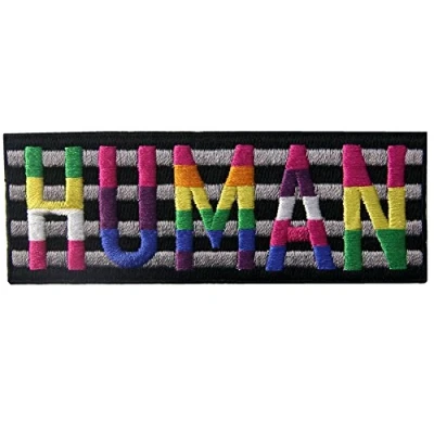 Abbildung von Aufnäher, bestickt, Design: LGBT HUMAN, zum Aufbügeln oder Aufnähen