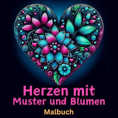 Abbildung von Malbuch &quot;Herzen mit Muster und Blumen&quot;: Dieses wunderschöne ist sowohl für Kinder ab 10 Jahren als auch Erwachsene geeignet bietet 51 einzigartige Motive zum Ausmalen Entspannen