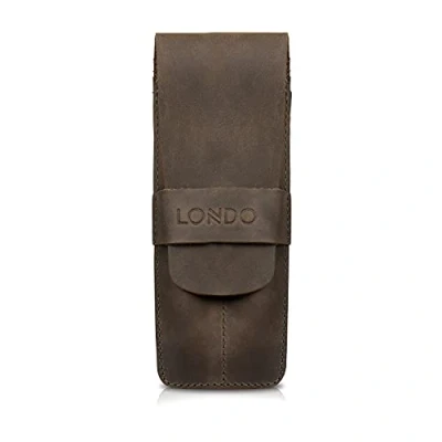 Abbildung von Londo Etui aus Echtleder mit Zwei Fächern und Schutzhülle Bleistift Beutel, Pencil Case, Schlampermäppchen,Schlampermäppchen (Grün)