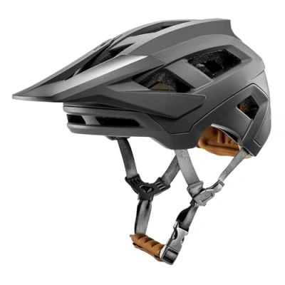 Abbildung von Fahrradhelm Mountainbike Helm MTB Helme Visier Verstellbar für Herren Damen Erwachsene Jugend (Dunkelgrau Gold, L(58 61cm))