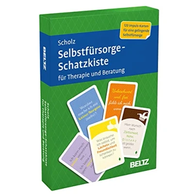 Abbildung von Selbstfürsorge Schatzkiste für Therapie und Beratung: 120 Karten mit 20 seitigem Booklet in stabiler Box, Kartenformat 5,9 x 9,2 cm (Beltz Therapiekarten)