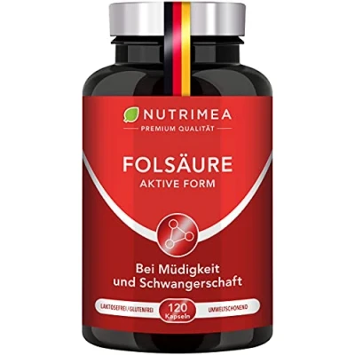 Abbildung von FOLSÄURE⎜Vitamin B9 5 MTHF⎟Schwangerschaft Kinderwunsch⎟unterstützt das Wachstum des Mütterlichen Gewebes⎟Verringert Müdigkeit⎟in Frankreich Hergestellt⎟400 μg Tagesdosis 4 Monatskur