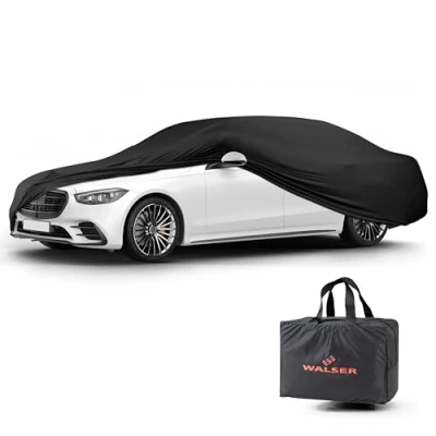 Abbildung von Walser Abdeckung Auto Indoor Stretch, Autoabdeckung Winter, staubdichte Autogarage Abdeckung, Autoplane für Auto, Abdeckplane XL schwarz