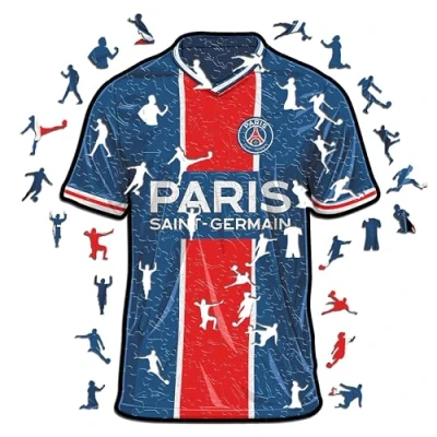 Abbildung von Iconic Puzzles, PSG Jersey, offizielles Produkt, Holzpuzzle für Erwachsene und Kinder, 100% nachhaltiges Holz, Größe L, 500 Stück