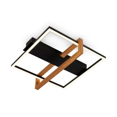 Abbildung von BRILONER LED Deckenlampe Frame, Deckenleuchte mit warmweißer Lichtfarbe, 12W Lampe Holzrahmen, Wohnzimmerlampe, Schlafzimmerlampe, 350x330x110 mm (LxBxH), Holz Schwarz