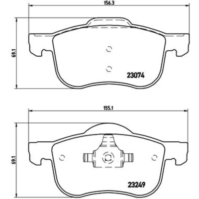 Abbildung von BREMBO P 86 020 Bremsbelagsatz exkl. Verschleißwarnkontakt mit Kolbenclip ohne Zubehör VOLVO: V70 2, S60 I, S80 I
