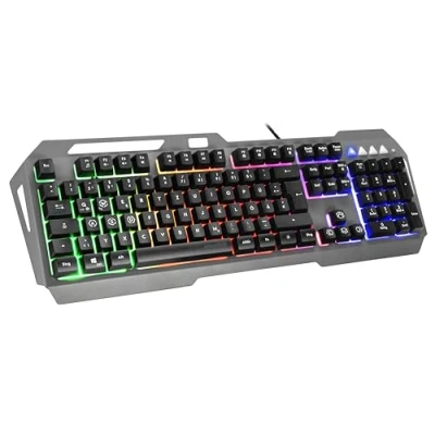 Abbildung von Speedlink LUNERA Rainbow Gaming Keyboard PC Tastatur kabelgebunden, RGB Beleuchtung mit 5 Beleuchtungsmodi, Metall Oberfläche, tauschbare WASD Tasten, DE Layout, schwarz