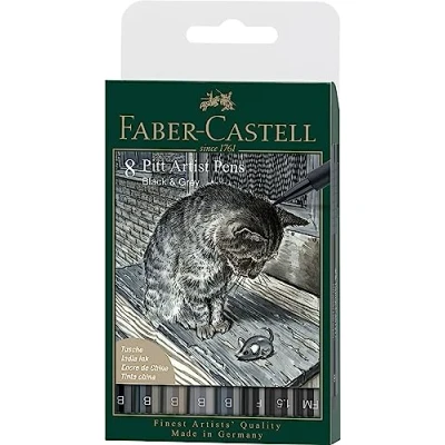 Abbildung von FABER CASTELL 167171 Tuschestift Pitt Artist Pen, Black &amp; Grey, B, F, 1.5, FM, 8er Etui