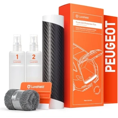 Abbildung von Luxshield Ladekantenschutz Folie für Peugeot 5008 II I 2017 2024 Stoßstangenschutz, Kratzschutz, Lackschutzfolie Carbon Schwarz