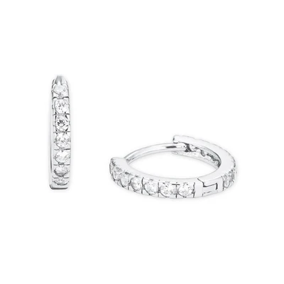 Abbildung von Amor Creolen 925 Sterling Silber Damen Ohrschmuck, mit Zirkonia synth., 1,2 cm, Silber, Kommt in Schmuck Geschenk Box, 2017285