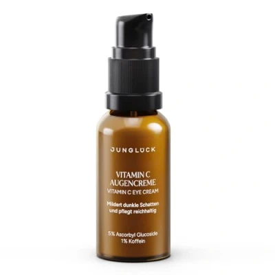 Abbildung von JUNGLÜCK Vitamin C Augencreme Vegan Anti Müdigkeits Creme gegen Augenringe und Schwellungen Augenpflege lässt deine Augenpartie strahlen wirkt dunklen Augenschatten entgegen