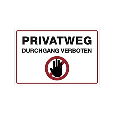 Abbildung von (Weiß, Aufkleber 300x200 mm) Hinweis Schild/Text: PRIVATWEG Durchgang VERBOTEN/Schild für Privatgrundstück/Betreten verboten/Kein